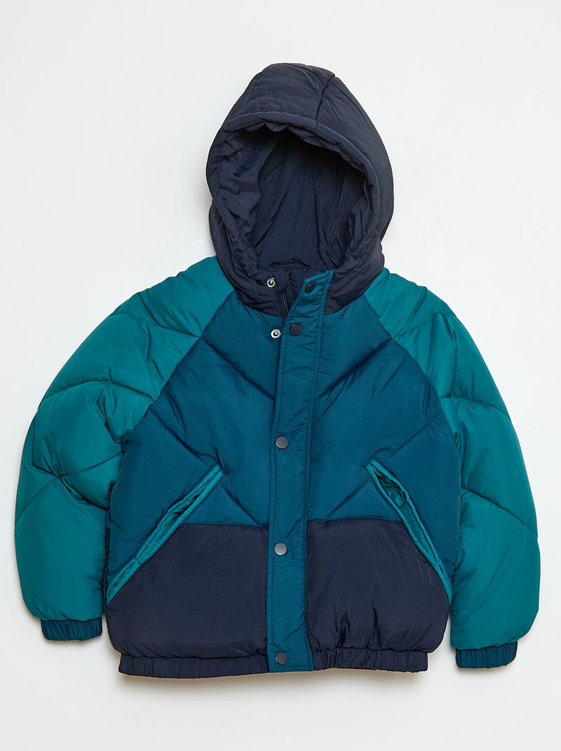 Cazadora acolchada color block Azul - Kiabi