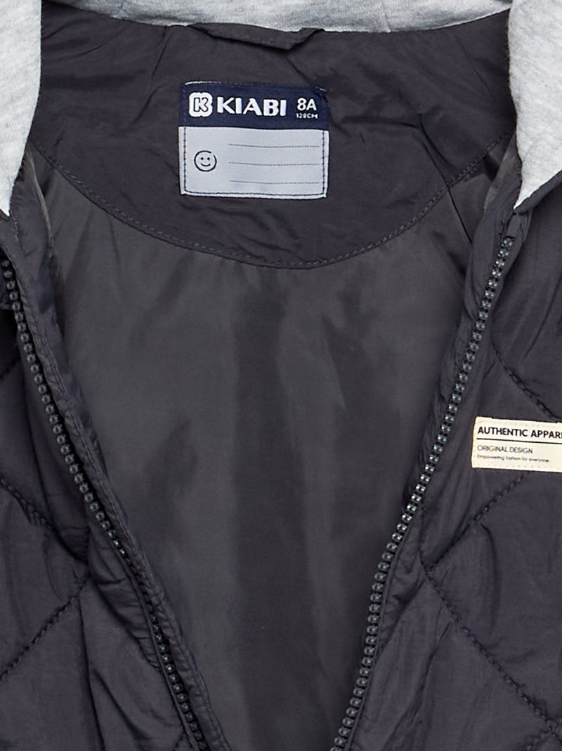 Cazadora acolchada con capucha Negro - Kiabi