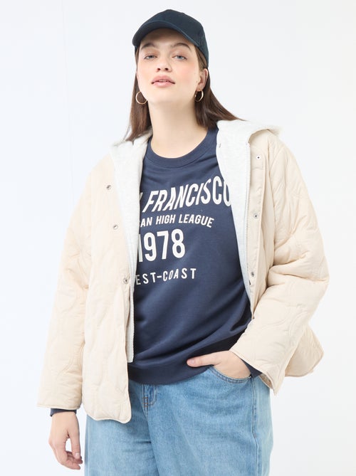 Cazadora acolchada con capucha y pechera interior de felpa extraíble - Kiabi