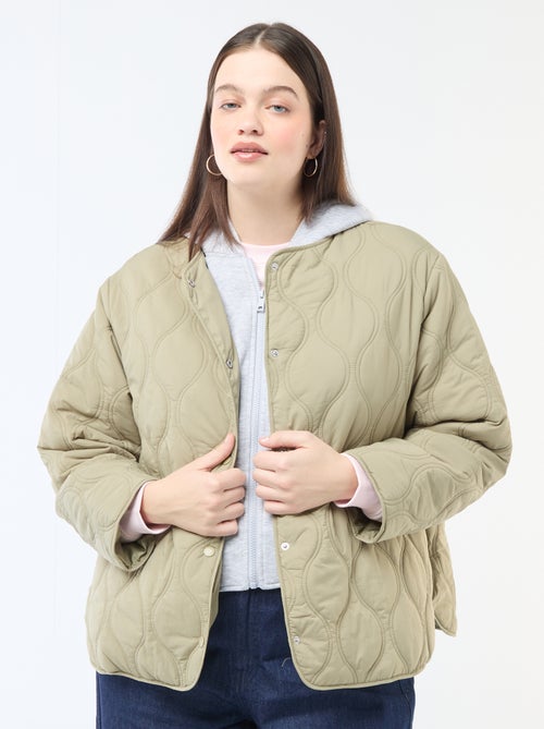 Cazadora acolchada con capucha y pechera interior de felpa extraíble - Kiabi