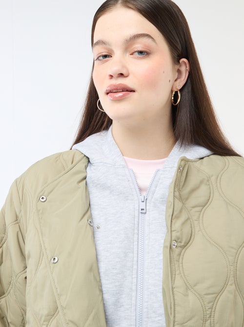 Cazadora acolchada con capucha y pechera interior de felpa extraíble - Kiabi