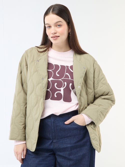 Cazadora acolchada con capucha y pechera interior de felpa extraíble - Kiabi