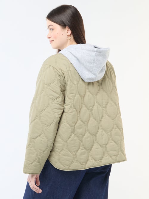 Cazadora acolchada con capucha y pechera interior de felpa extraíble - Kiabi