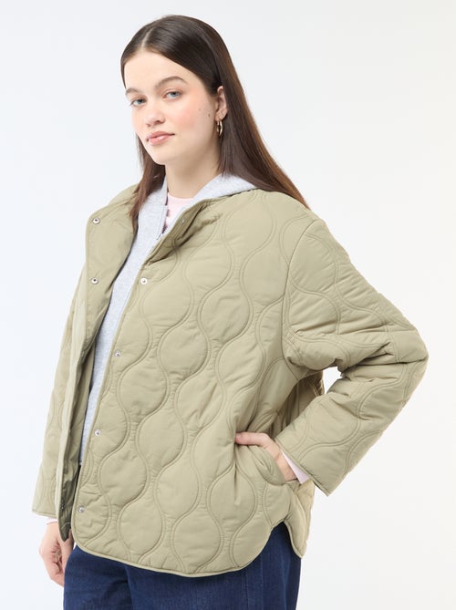 Cazadora acolchada con capucha y pechera interior de felpa extraíble - Kiabi