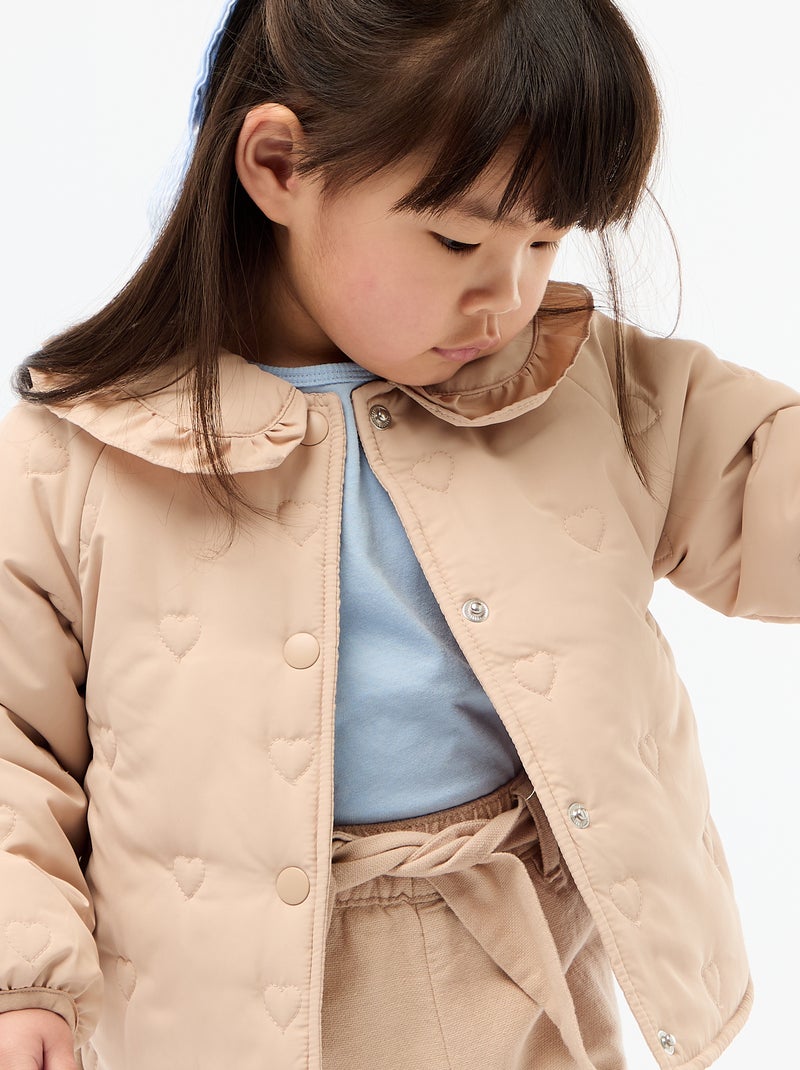 Cazadora acolchada con corazones Beige - Kiabi