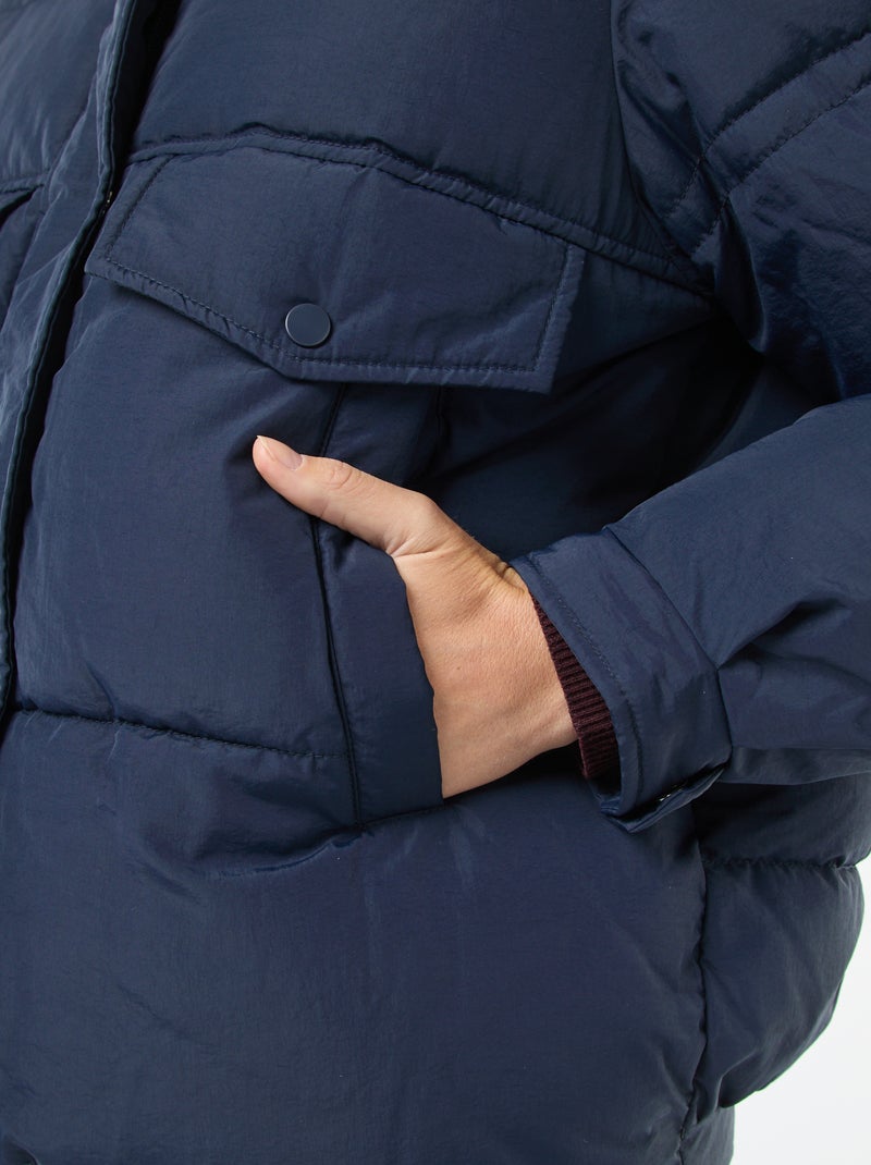 Cazadora acolchada con cuello efecto borreguito Azul - Kiabi