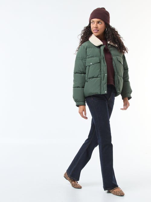 Cazadora acolchada con cuello efecto borreguito - Kiabi