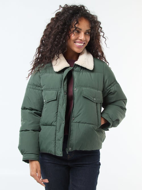 Cazadora acolchada con cuello efecto borreguito - Kiabi