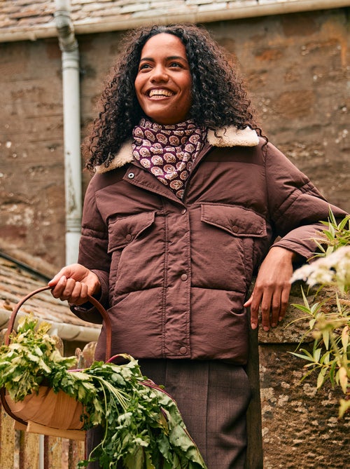 Cazadora acolchada con cuello efecto borreguito - Kiabi