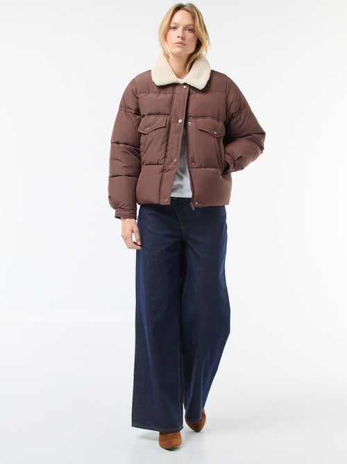 Cazadora acolchada con cuello efecto borreguito - Kiabi