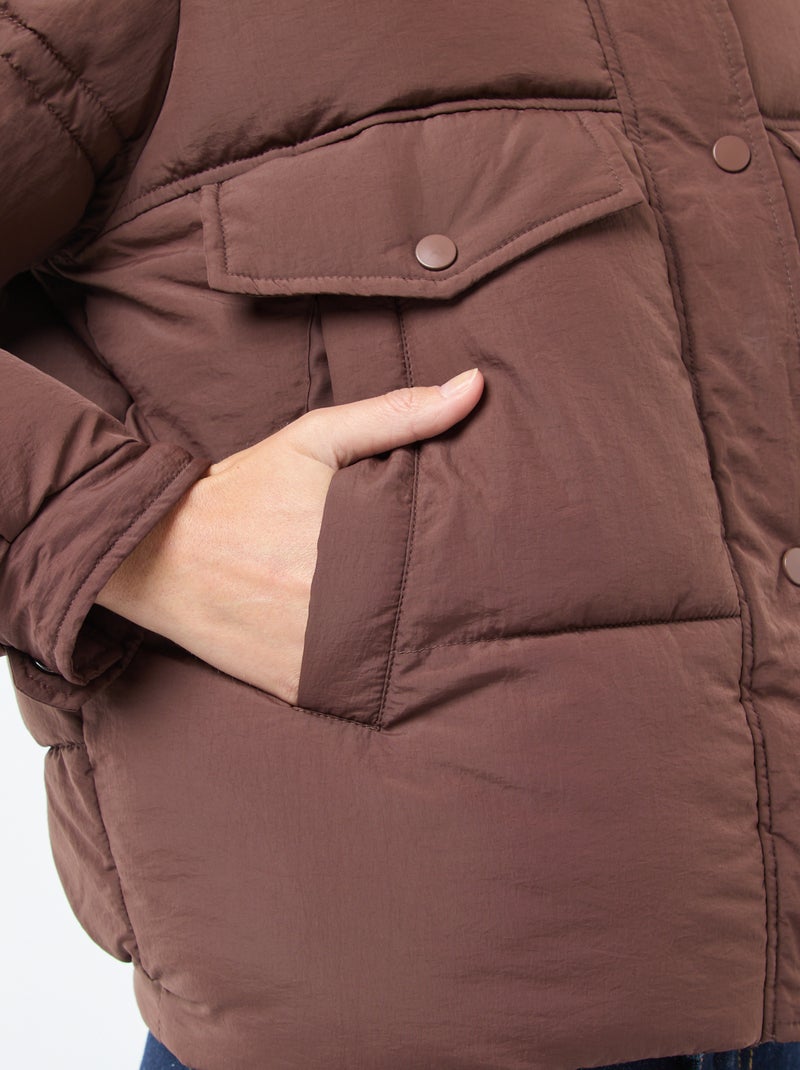 Cazadora acolchada con cuello efecto borreguito Marron - Kiabi