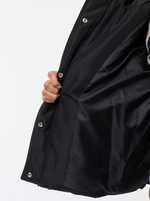 Cazadora acolchada corta con capucha y ribete de pelo sintético 'JDY' - Kiabi