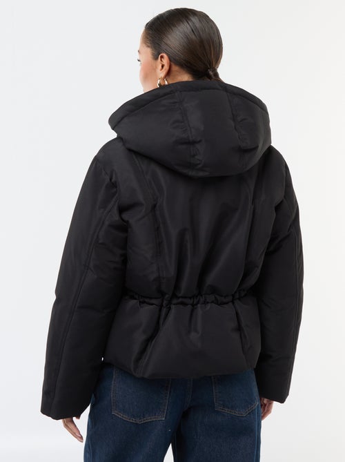 Cazadora acolchada corta con capucha y ribete de pelo sintético 'JDY' - Kiabi