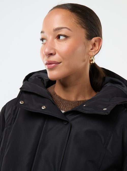 Cazadora acolchada corta con capucha y ribete de pelo sintético 'JDY' - Kiabi