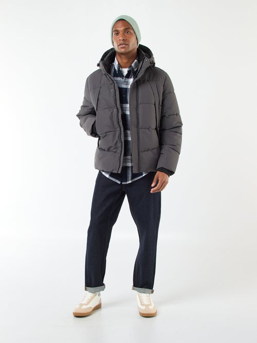 Cazadora acolchada gruesa con capucha y cremallera - Kiabi