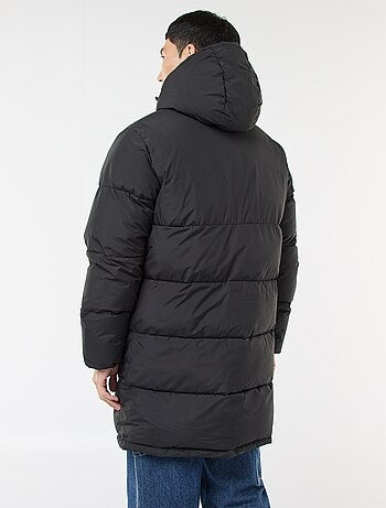 Cazadora acolchada larga con capucha lisa