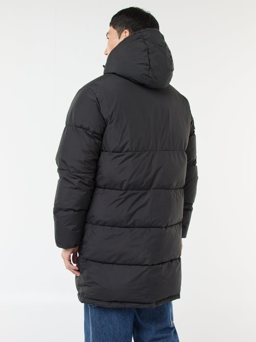 Cazadora acolchada larga con capucha lisa - Kiabi