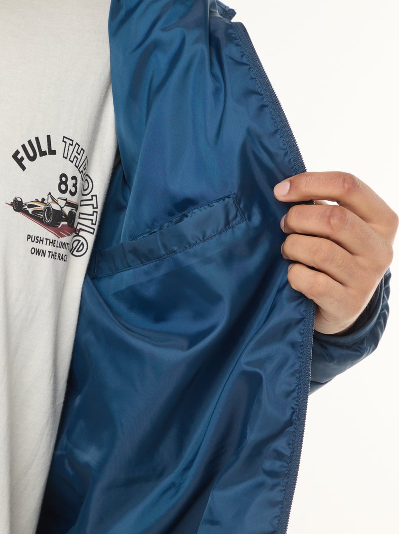 Cazadora acolchada ligera con capucha Azul - Kiabi