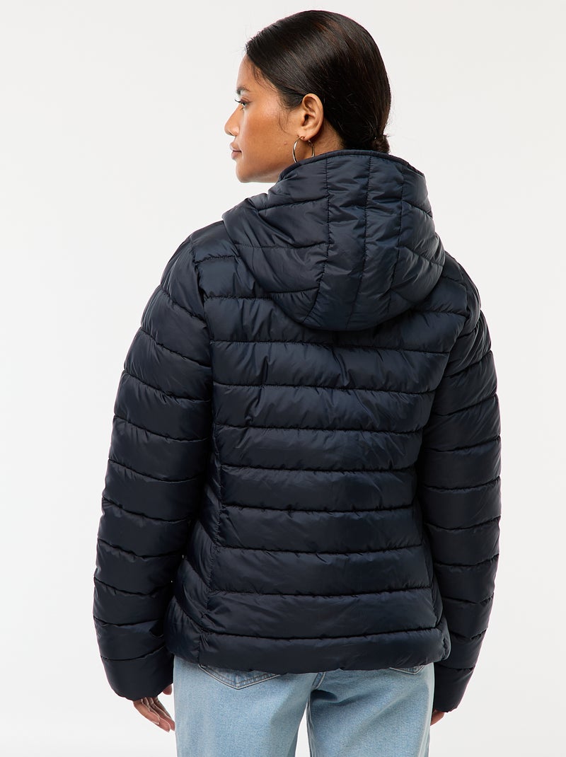 Cazadora acolchada ligera con capucha lisa Azul - Kiabi