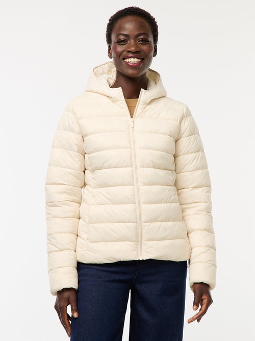 Cazadora acolchada ligera con capucha lisa - Kiabi