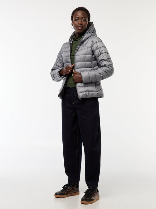 Cazadora acolchada ligera con capucha lisa - Kiabi