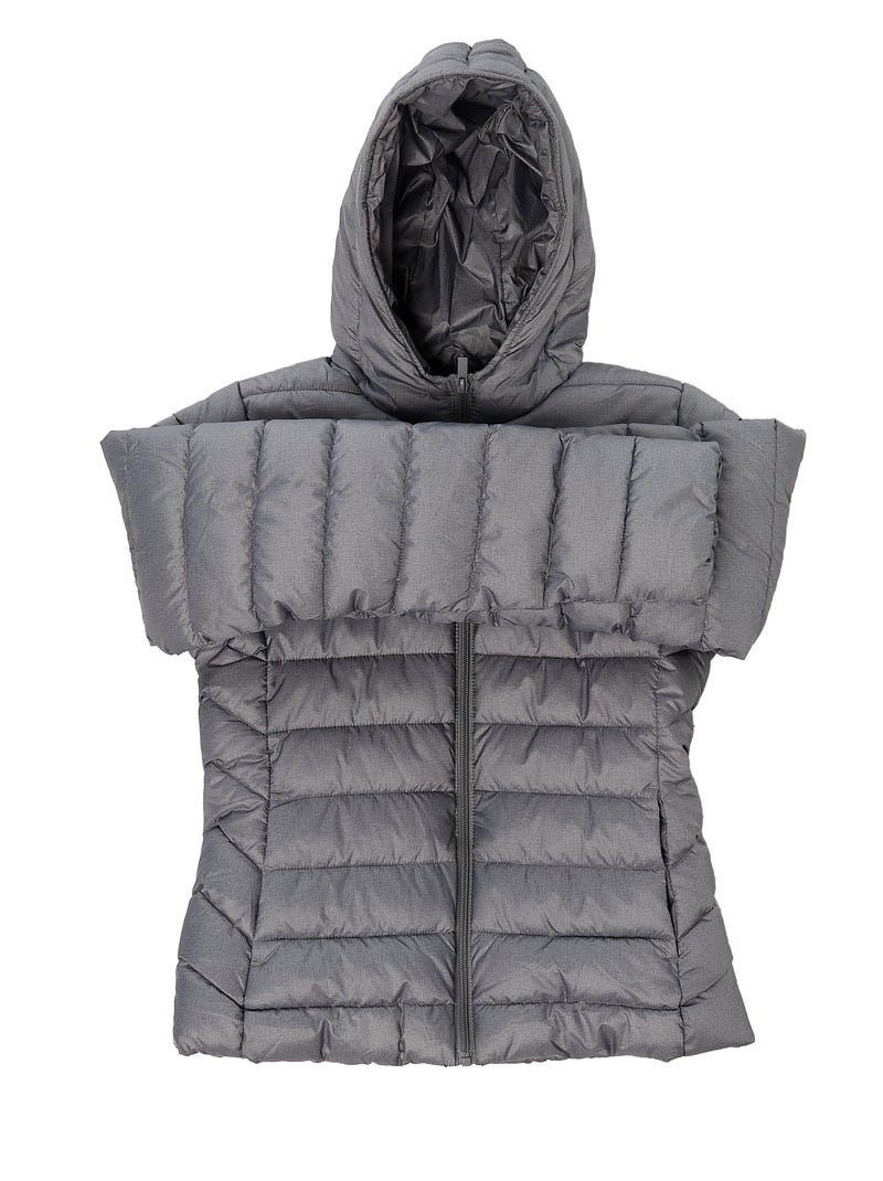 Cazadora acolchada ligera con capucha lisa Gris - Kiabi