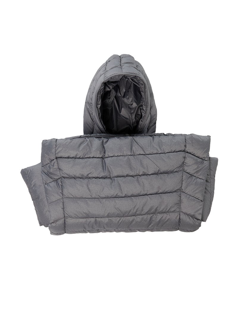 Cazadora acolchada ligera con capucha lisa Gris - Kiabi