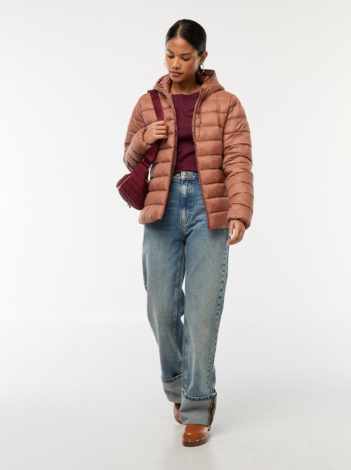 Cazadora acolchada ligera con capucha lisa - Kiabi