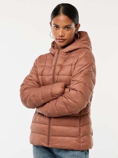 Cazadora acolchada ligera con capucha lisa - Kiabi