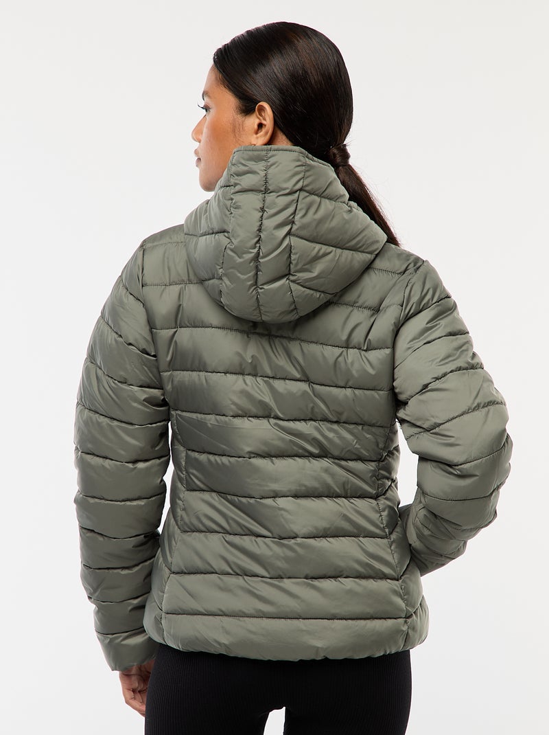 Cazadora acolchada ligera con capucha lisa Verde - Kiabi