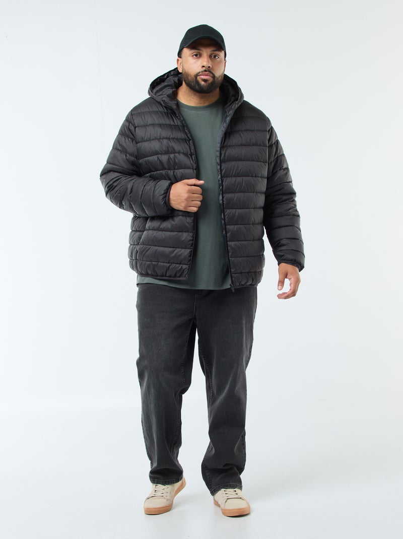 Cazadora acolchada ligera con capucha Negro - Kiabi