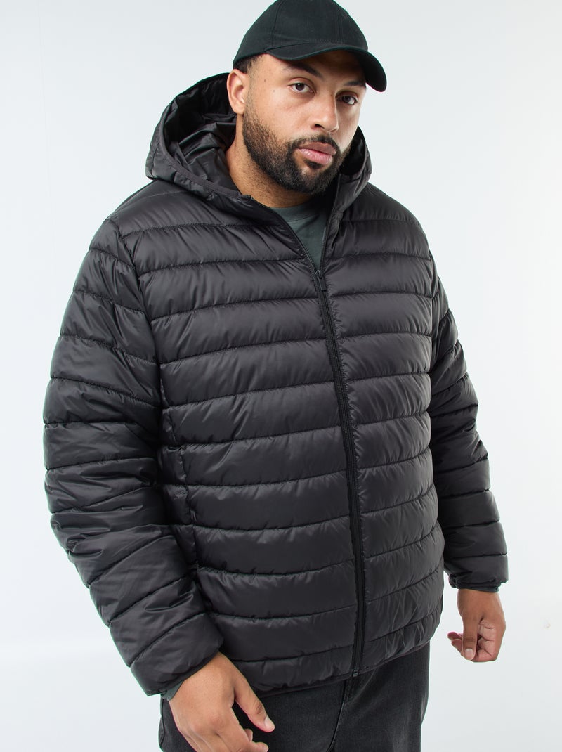 Cazadora acolchada ligera con capucha Negro - Kiabi