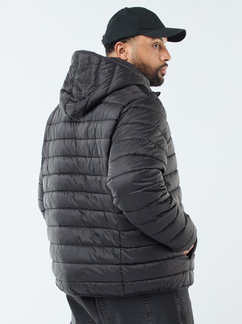 Cazadora acolchada ligera con capucha Negro - Kiabi