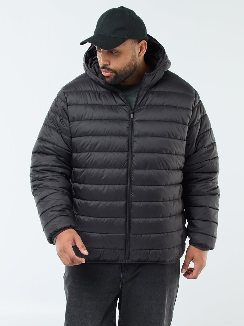 Cazadora acolchada ligera con capucha Negro - Kiabi