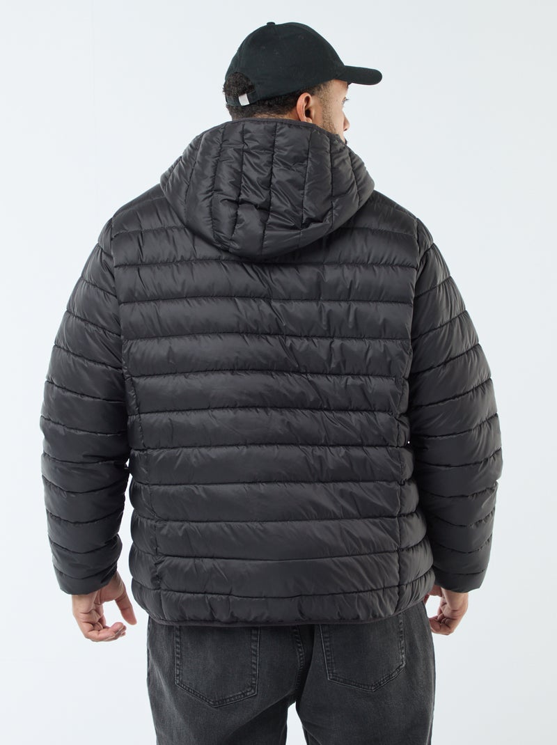 Cazadora acolchada ligera con capucha Negro - Kiabi