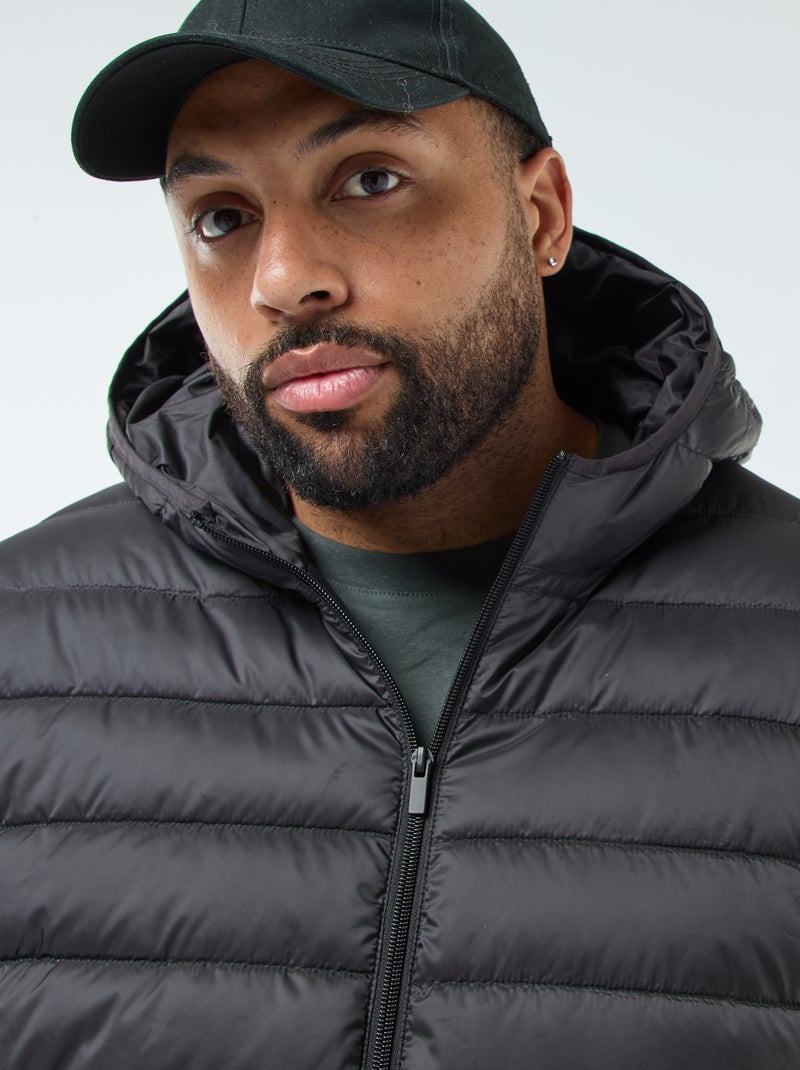 Cazadora acolchada ligera con capucha Negro - Kiabi