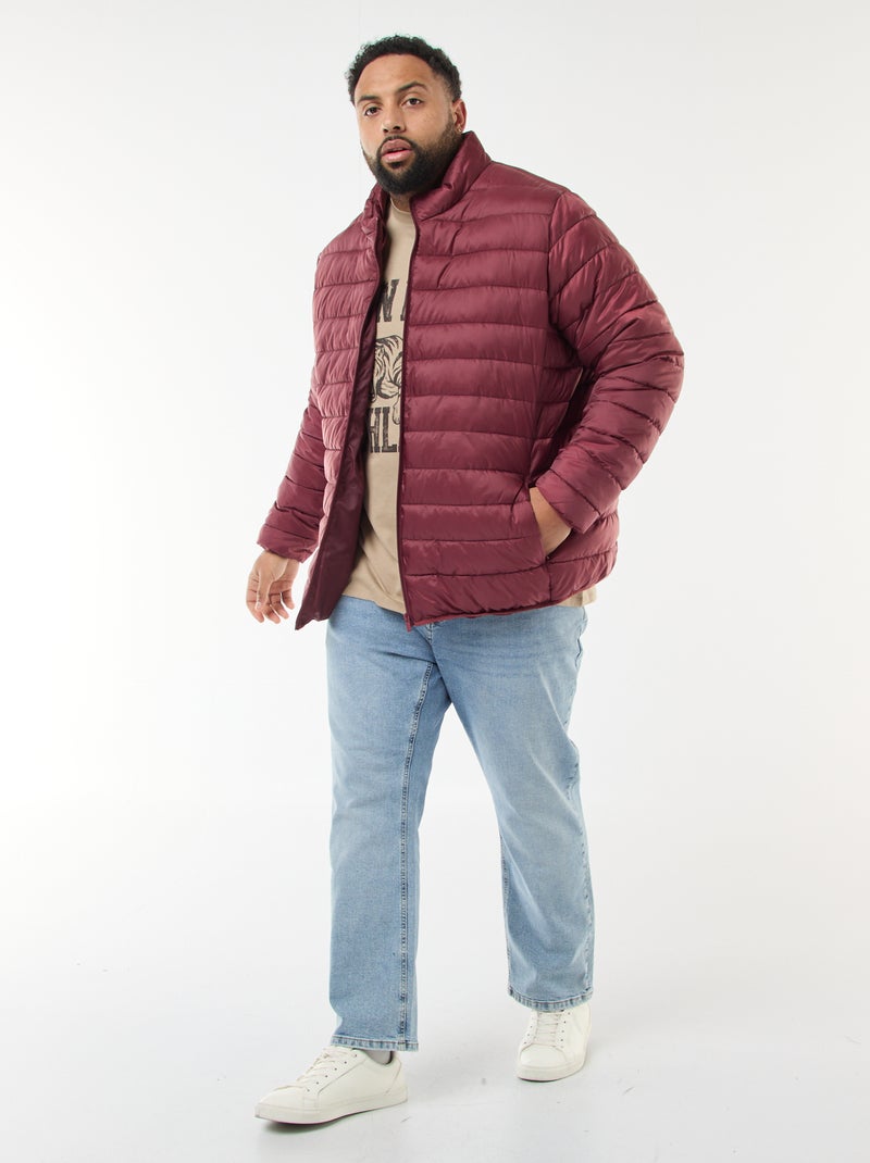 Cazadora acolchada ligera lisa de manga larga y cuello alto Rojo - Kiabi