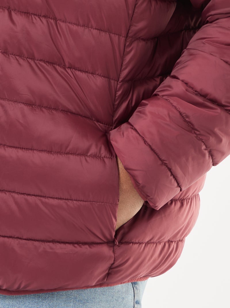 Cazadora acolchada ligera lisa de manga larga y cuello alto Rojo - Kiabi