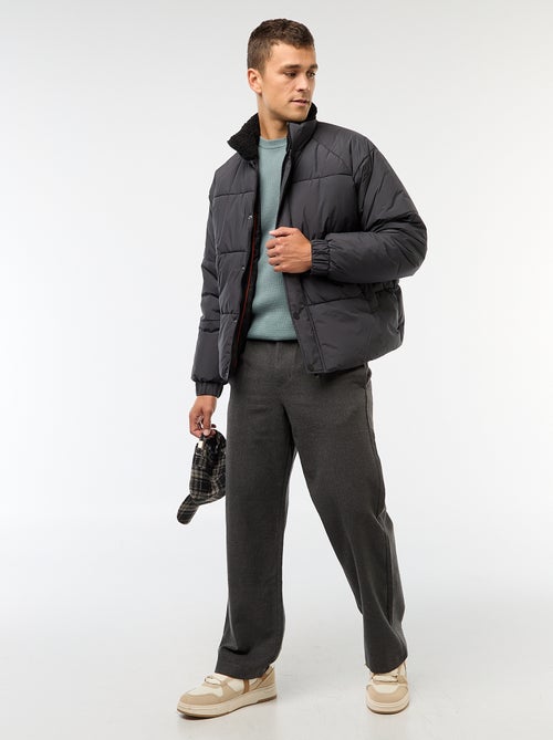 Cazadora acolchada lisa repelente al agua con cordones ajustables en el bajo - Kiabi