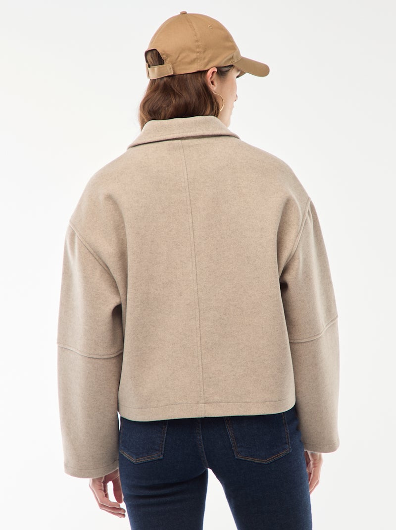 Cazadora americana imitación lana Beige - Kiabi