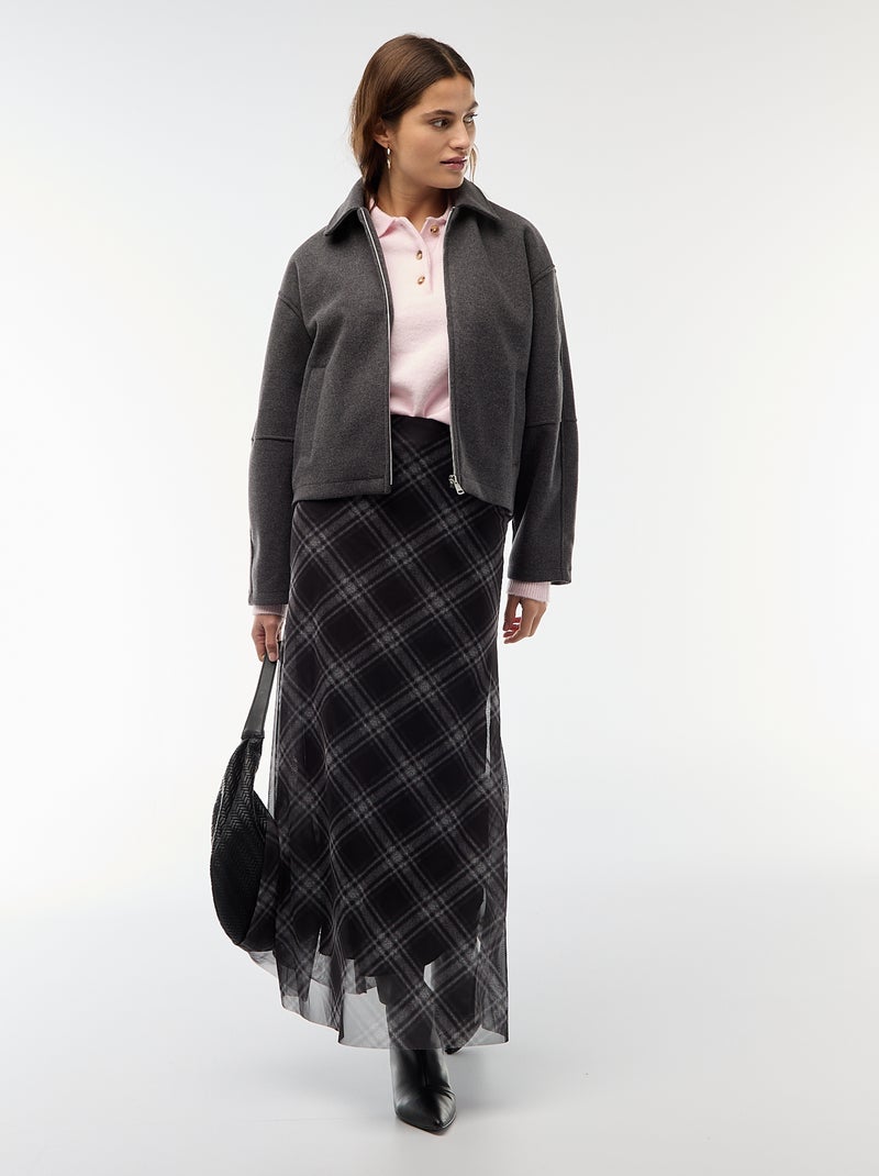 Cazadora americana imitación lana Gris - Kiabi