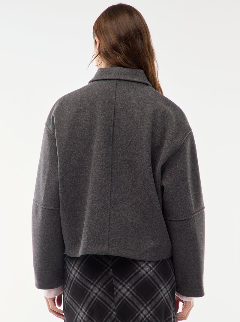 Cazadora americana imitación lana Gris - Kiabi