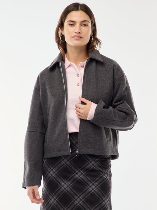 Cazadora americana imitación lana - Kiabi