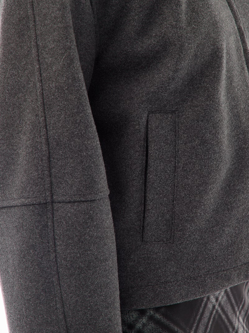 Cazadora americana imitación lana Gris - Kiabi