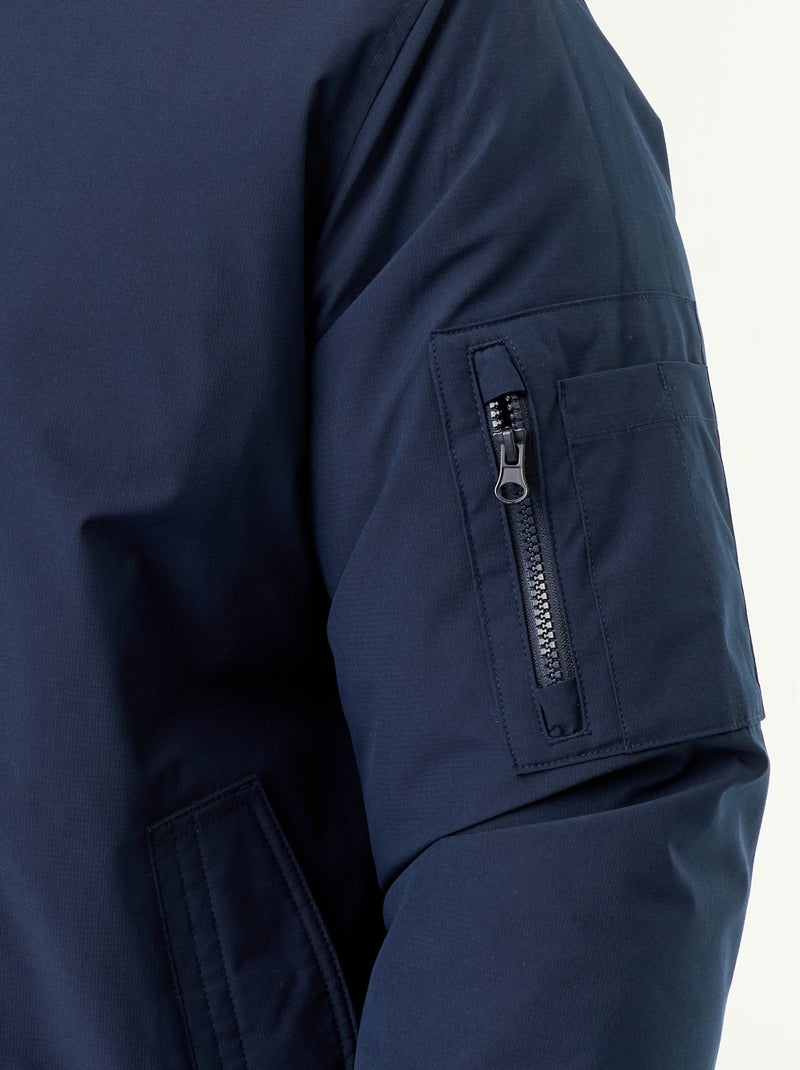 Cazadora aviador con cuello de punto acanalado Azul - Kiabi