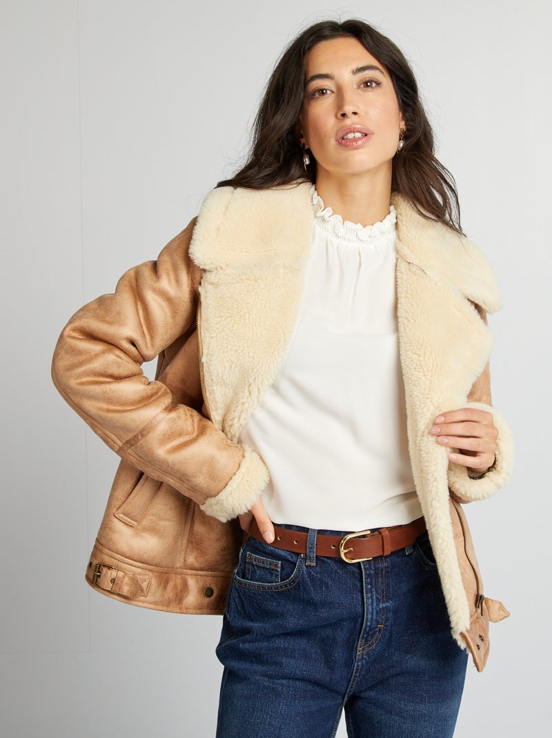 Cazadora aviador con forro BEIGE - Kiabi