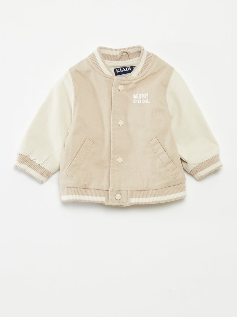 Cazadora aviador de algodón Beige - Kiabi