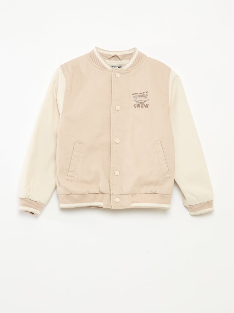 Cazadora aviador de algodón Beige - Kiabi