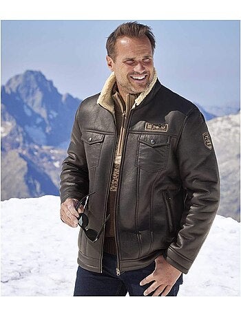Cazadora aviador de tejido efecto ante forrada de sherpa