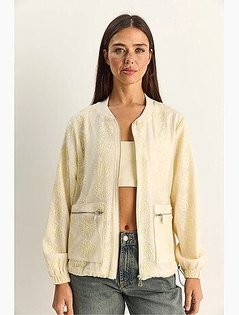 Cazadora bomber con bordado floral lucci